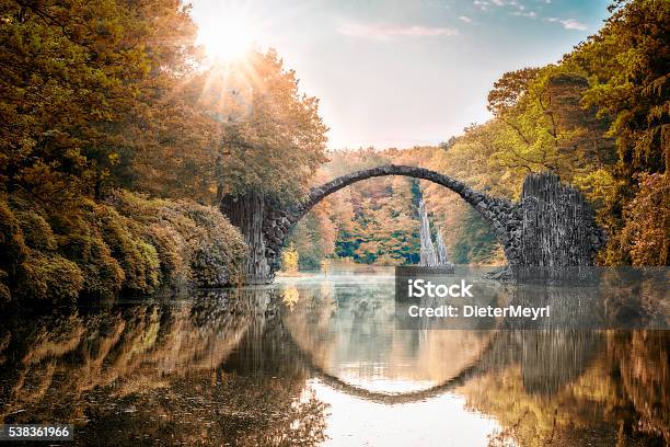 Arch Bridge At Autumn Stock Photo - Download Image Now - Landscape - Scenery, Autumn, Bridge - Built Structure