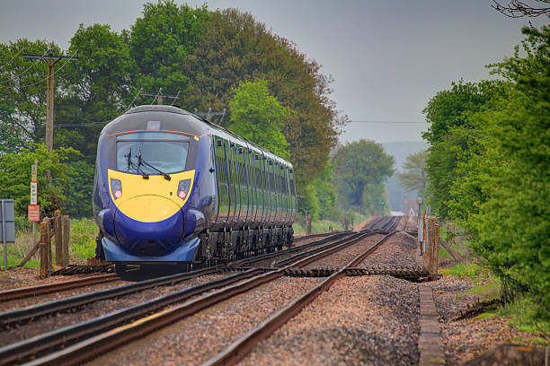 Fast train. A fast train heading out of Ashford in Kent. kent england photos stock pictures, royalty-free photos & images