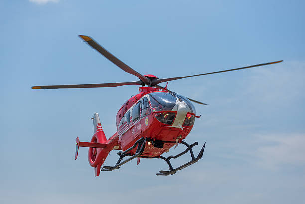 SMURD helicopter in mission stock photo