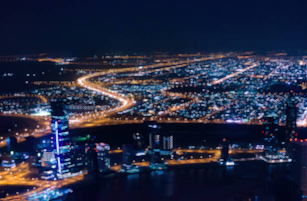 istock Abstract blurred bokeh lights at night: city aerial view 538363118