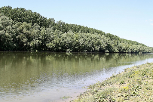 Danube river landscape, Gyor, Hungary.