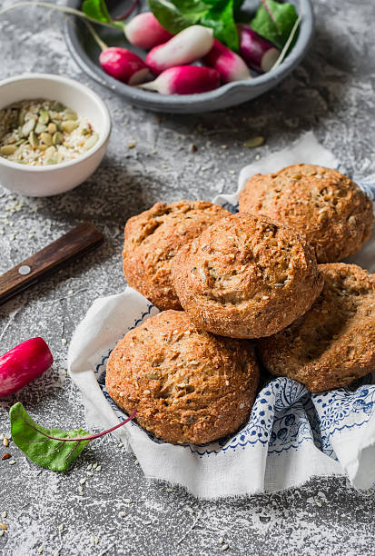 istock Homemade whole wheat rolls and fresh vegetables 538364742