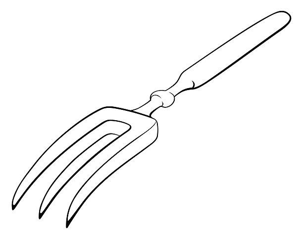 Fork with two tines and three ends vector art illustration