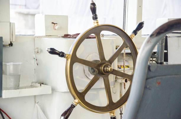 istock Blurred old helm metal Marine control 538365726