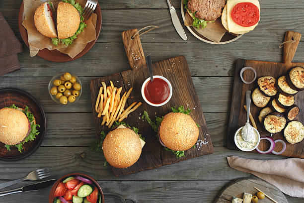 istock Burgers with different food 538366778