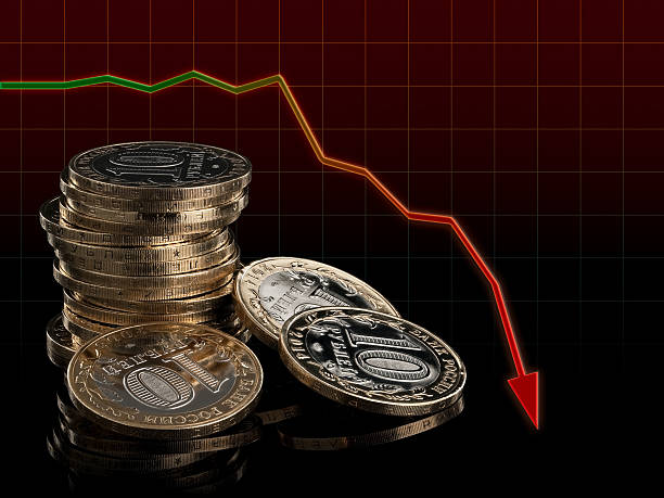 istock The diagramed of falling of a ruble exchange rate 538367729