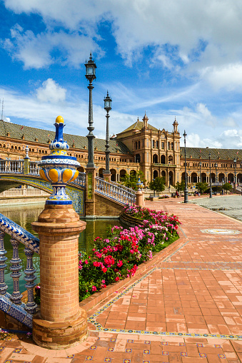 Seville - The facade and main portal of Casa de Pilatos.