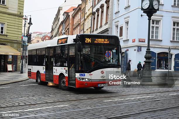 Small City Bus In The Centre Of Prague Stock Photo - Download Image Now - 2015, Apartment, Bus