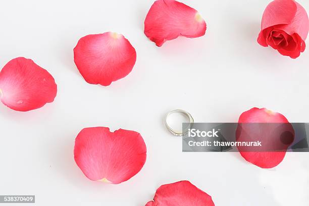 Red Rose With Ring Stock Photo - Download Image Now - 2015, Anniversary, Arts Culture and Entertainment
