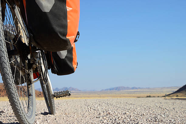 Long distance cycling in the Namib, Namibia