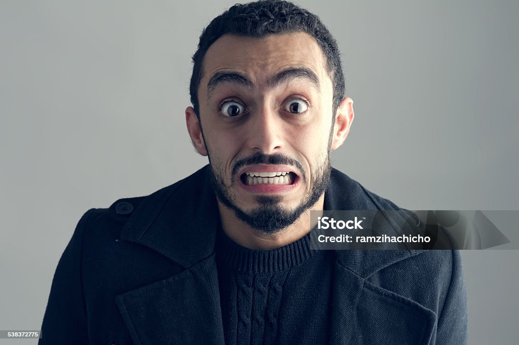 Man with a surprised facial expression, Surprise, Man Screaming Shouting Stock Photo