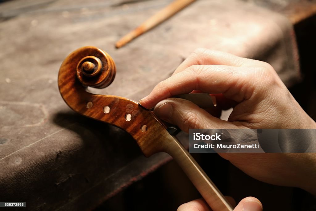 Italian Violin maker Violin maker working Instrument Maker Stock Photo