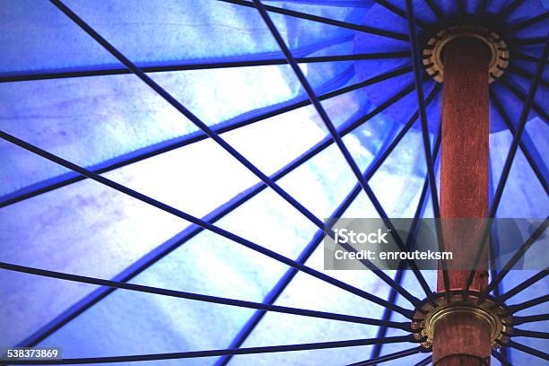 Detail Of Blue Umbrella Abstract Background Stock Photo - Download Image Now - 2015, Art And Craft, Asia