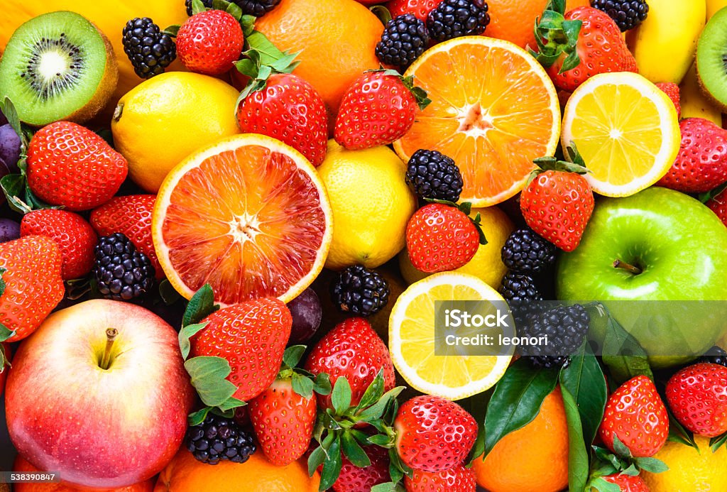 Fresh fruits. Fresh fruits background.Colorful organic fruits background. Berry Fruit Stock Photo