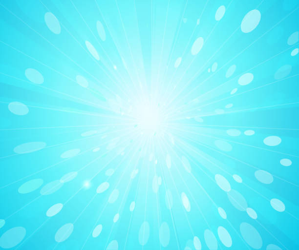 ilustrações de stock, clip art, desenhos animados e ícones de fundo azul com raios de sol - exploding glowing heat placard