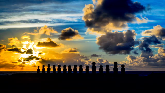 Time lapse of sunrise at Ahu Tongariki on Easter Island
