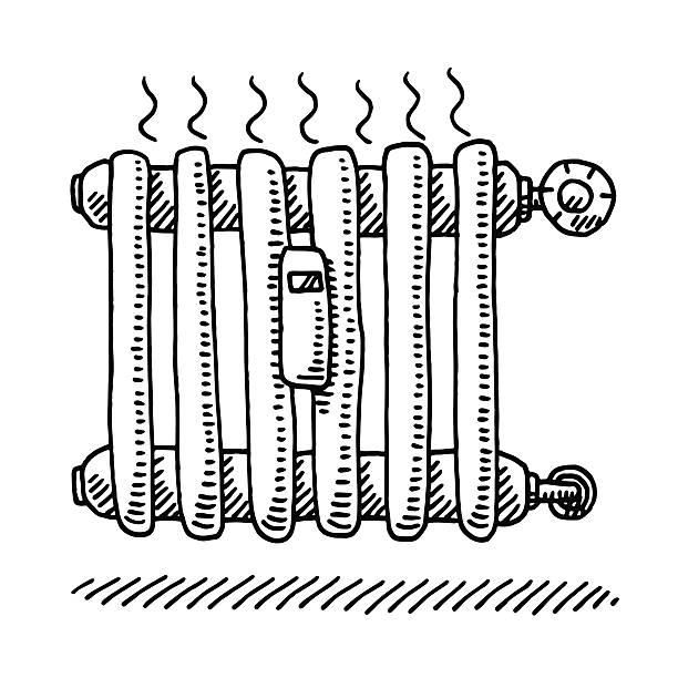 illustrazioni stock, clip art, cartoni animati e icone di tendenza di radiatore riscaldamento disegno - radiator