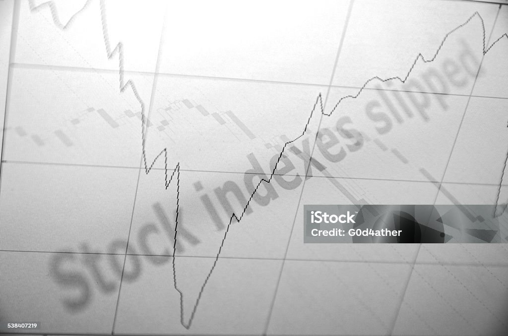 Falling market Inscription Stock indexes slipped on pc screen. 2015 Stock Photo