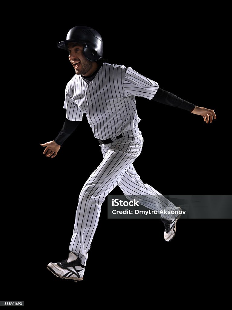 Baseball player isolated Baseball player isolated on black Baseball - Ball Stock Photo