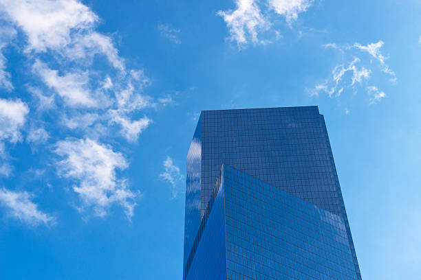 istock Skyscrapers from ground view with blue sky visible 538445853