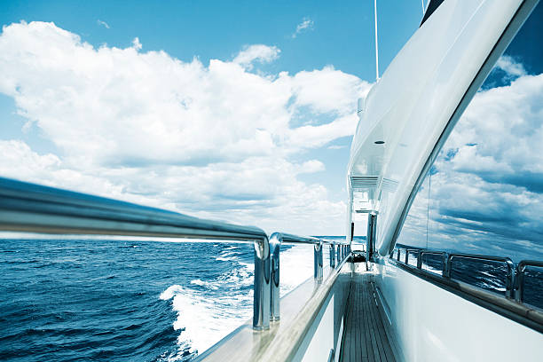 istock Yacht Sailing. High speed. Sea. Waves. Storm. Blue toned. 538447843