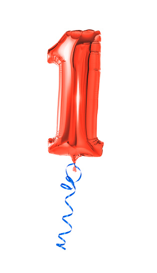 Red balloon with ribbon - Number 1