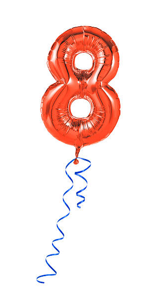 istock Red balloon with ribbon - Number 8 538448319