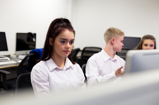 Student Using Computing Devices Students Using Computers Stock Photo - Download Image Now - Adolescence ...