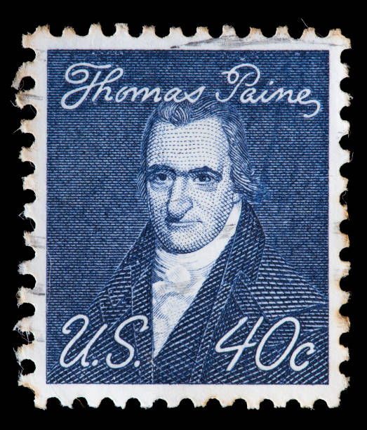 états-unis utilisé timbre-poste affichant thomas paine révolutionnaire - postal worker old fashioned 1968 old photos et images de collection