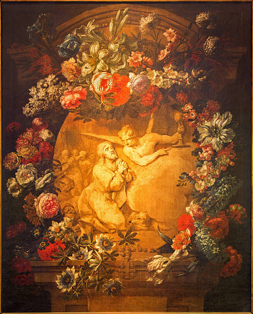 antwerpen - yesus kristus dan malaikat di kebun gethsemane - getsemani ilustrasi stok