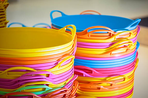 istock Colorful washtubs for use on camping 538449105