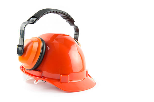 istock Hard hat with ear muffs. Isolated on a white background. 538449113