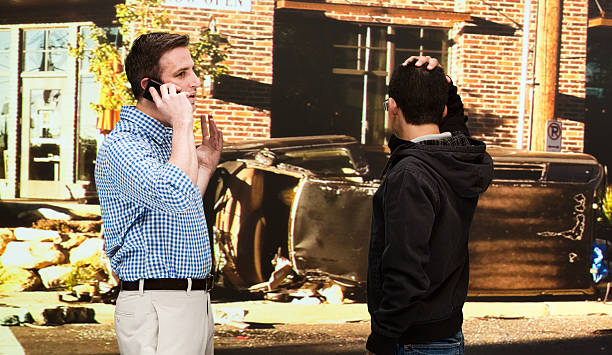 istock Drivers of crashed cars on the phone 538449259