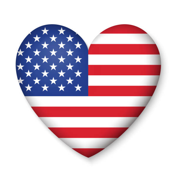 istock American United States Flag in glossy heart button of icon. 538449912
