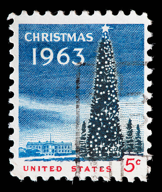 istock United States used postage stamp showing a Christmas tree 538451044