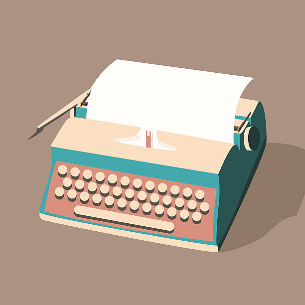 빈티지 타자기. 벡터 삽화. 격리됨에 배경기술 - typewriter typing beginnings blank stock illustrations