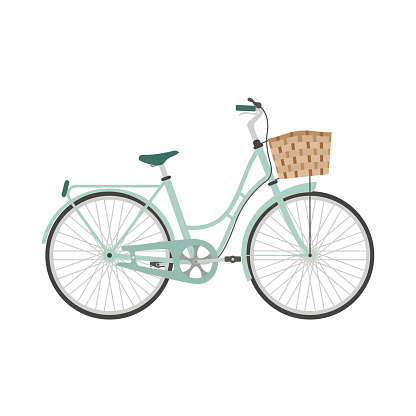 Bicycle in flat style. Retro bicycle isolated on white background. Vector illustration.