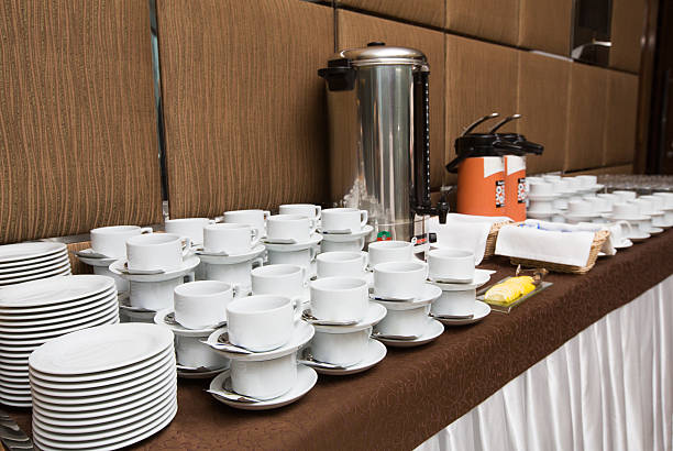 istock Catering - rows of cups served for tea table 538452827
