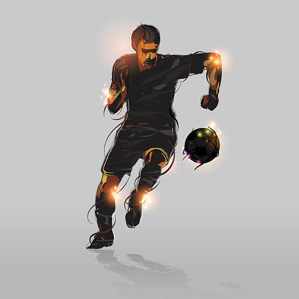 abstrakte soccer striker - soccer vector silhouette professional sport stock-grafiken, -clipart, -cartoons und -symbole