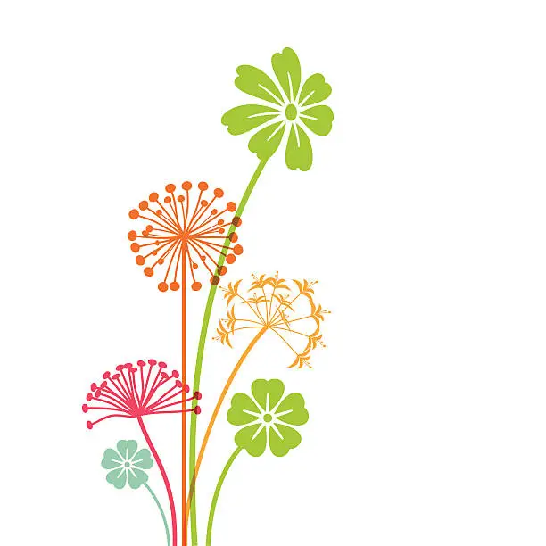 Vector illustration of Hand drawn spring flowers - VECTOR