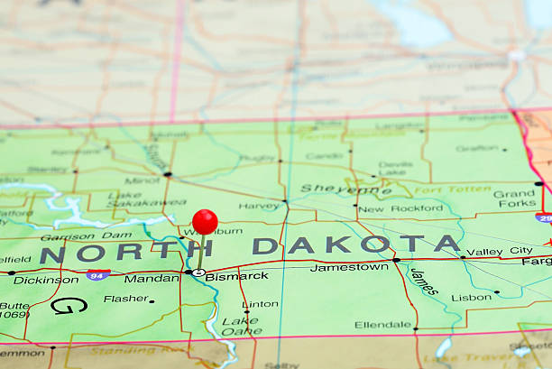 istock Bismarck pinned on a map of USA 538454079