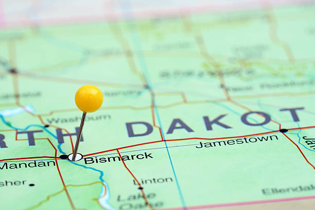 istock Bismarck pinned on a map of USA 538454081