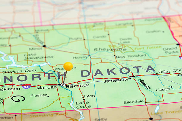 istock Bismarck pinned on a map of USA 538454083