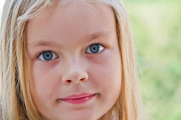 Photo of cute girl with big blue eyes