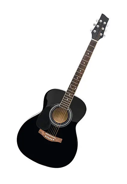 Photo of Black Classical Acoustic Guitar Isolated on a White Background