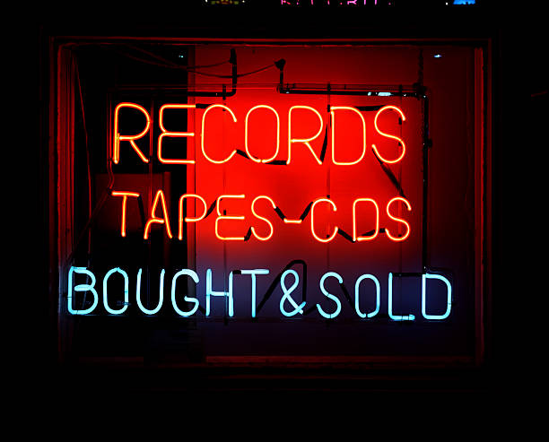 istock Records Tapes CDs Bought & Sold Neon Sign 538457830