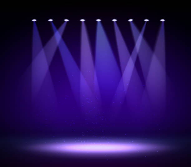 Various stage lights in the dark. Spotlight on stage. Various stage lights in the dark. Spotlight on stage. Vector stage lights stock illustrations