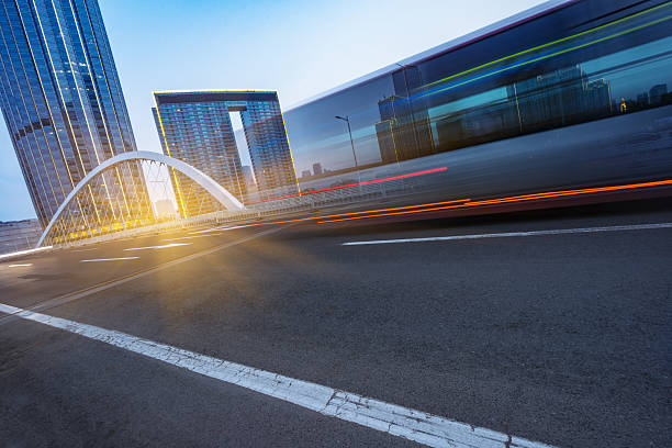 istock motion blurred car at bridge,tianjin city 538459804