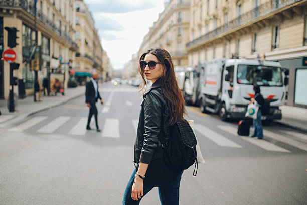 istock Young Parisian woman walking 538459968