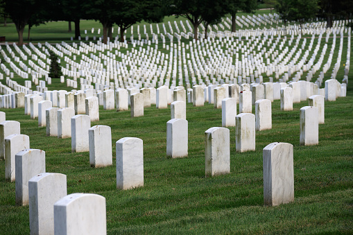 Arlington National Cemetery tombs, shallow depth of field.